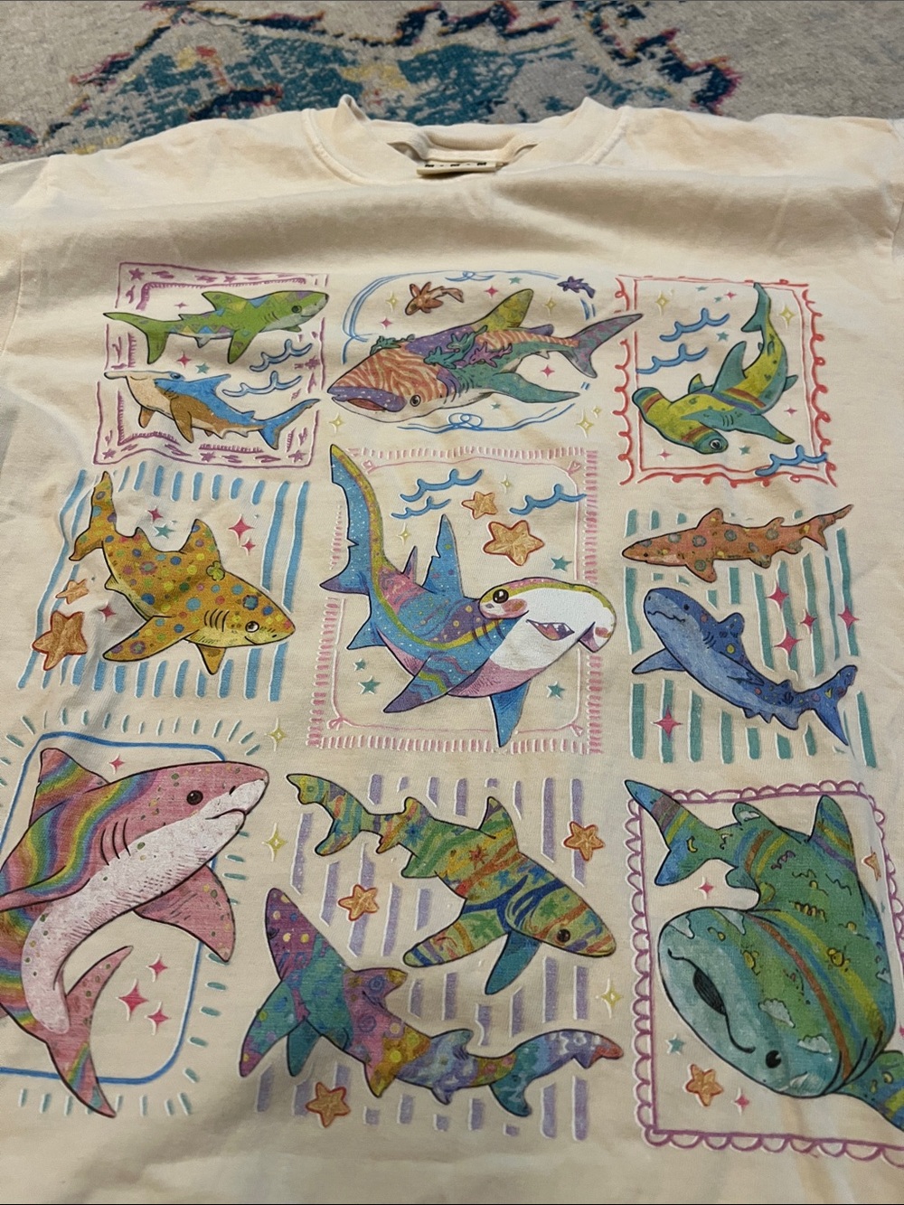Adorable shark stamp graphic tee - Picture 3 of 3